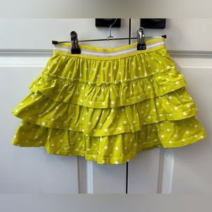 Mini Boden Yellow Polka Dot Tiered Skirt With Built In Shorts (Size 8-9)